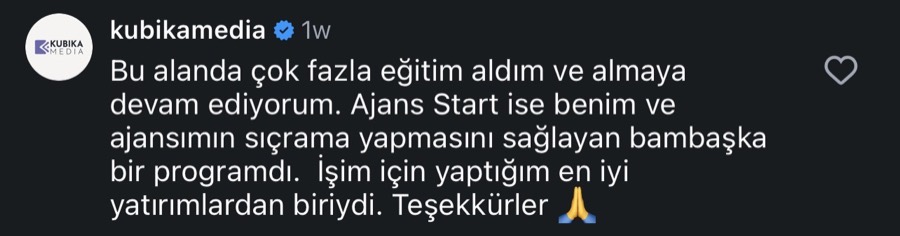 Ajans.Start öğrenci yorumu
