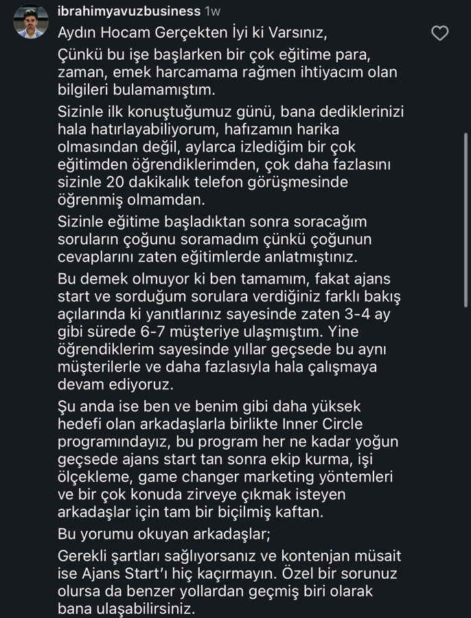Ajans.Start öğrenci yorumu