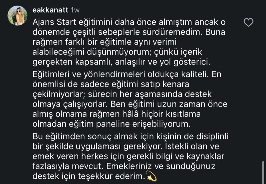 Ajans.Start öğrenci yorumu