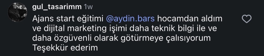 Ajans.Start öğrenci yorumu