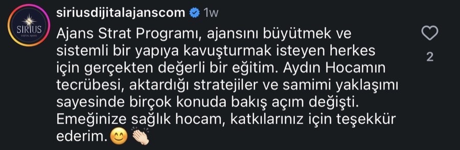 Ajans.Start öğrenci yorumu