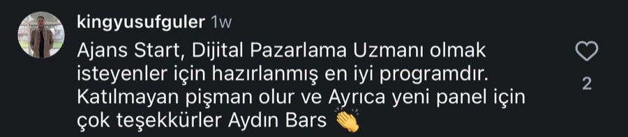 Ajans.Start öğrenci yorumu