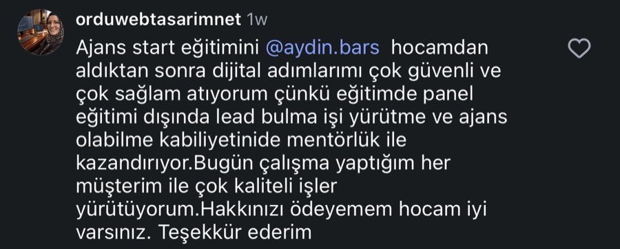 Ajans.Start öğrenci yorumu