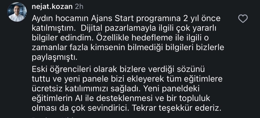 Ajans.Start öğrenci yorumu