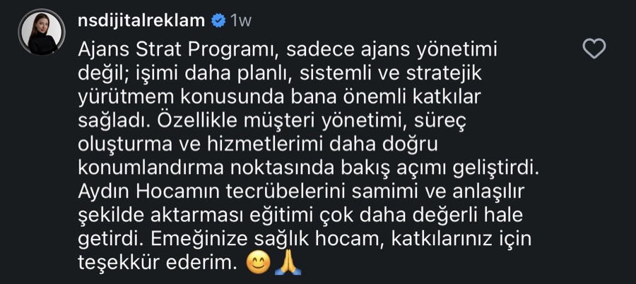 Ajans.Start öğrenci yorumu