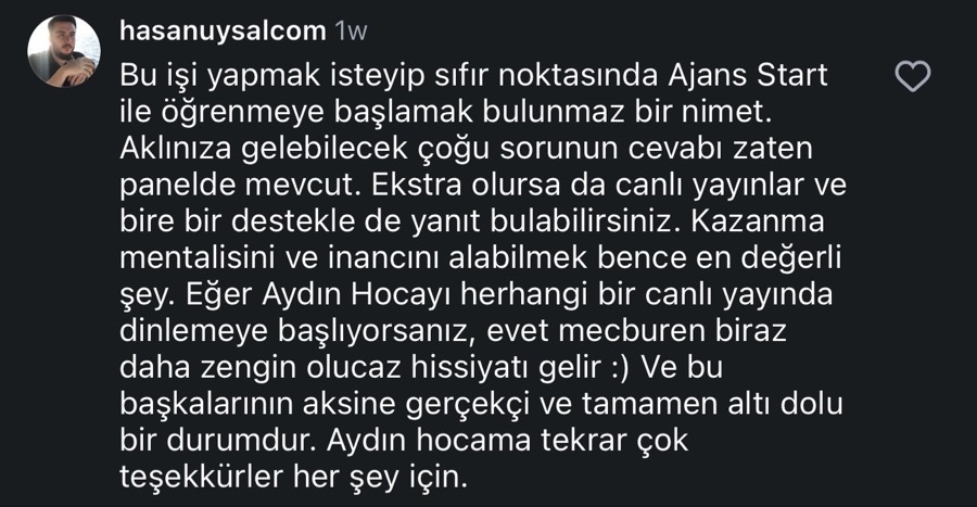 Ajans.Start öğrenci yorumu