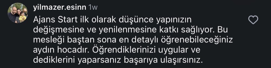 Ajans.Start öğrenci yorumu