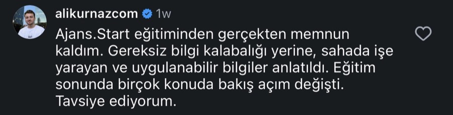 Ajans.Start öğrenci yorumu